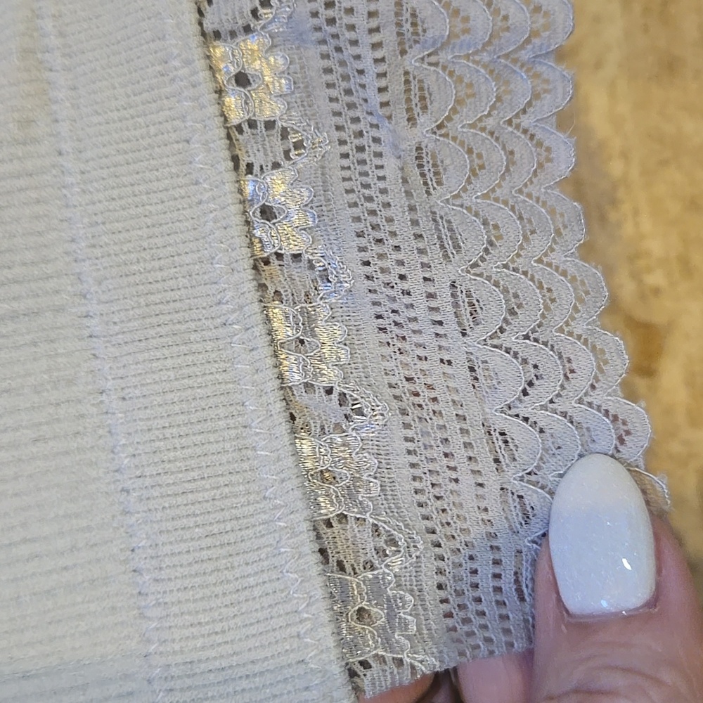 New Fornia Light Gray Strappy Back Lace Accent High Neck Bralette - Picture 2 of 11